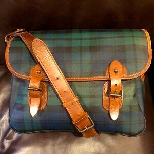 RALPH LAUREN Black Watch Plaid Crossbody Computer Laptop Messenger Bag 1980-90